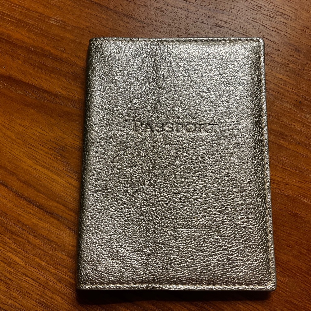Metallic Gold Pebbled Genuine  Leather Passport Holder/Cover